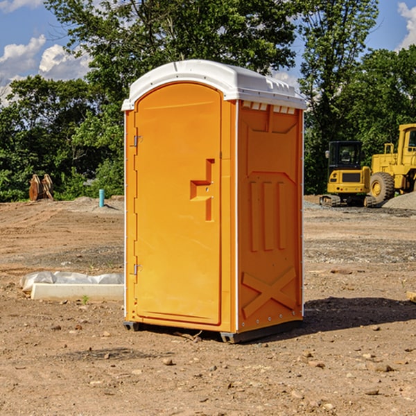 how often are the portable restrooms cleaned and serviced during a rental period in Thomas